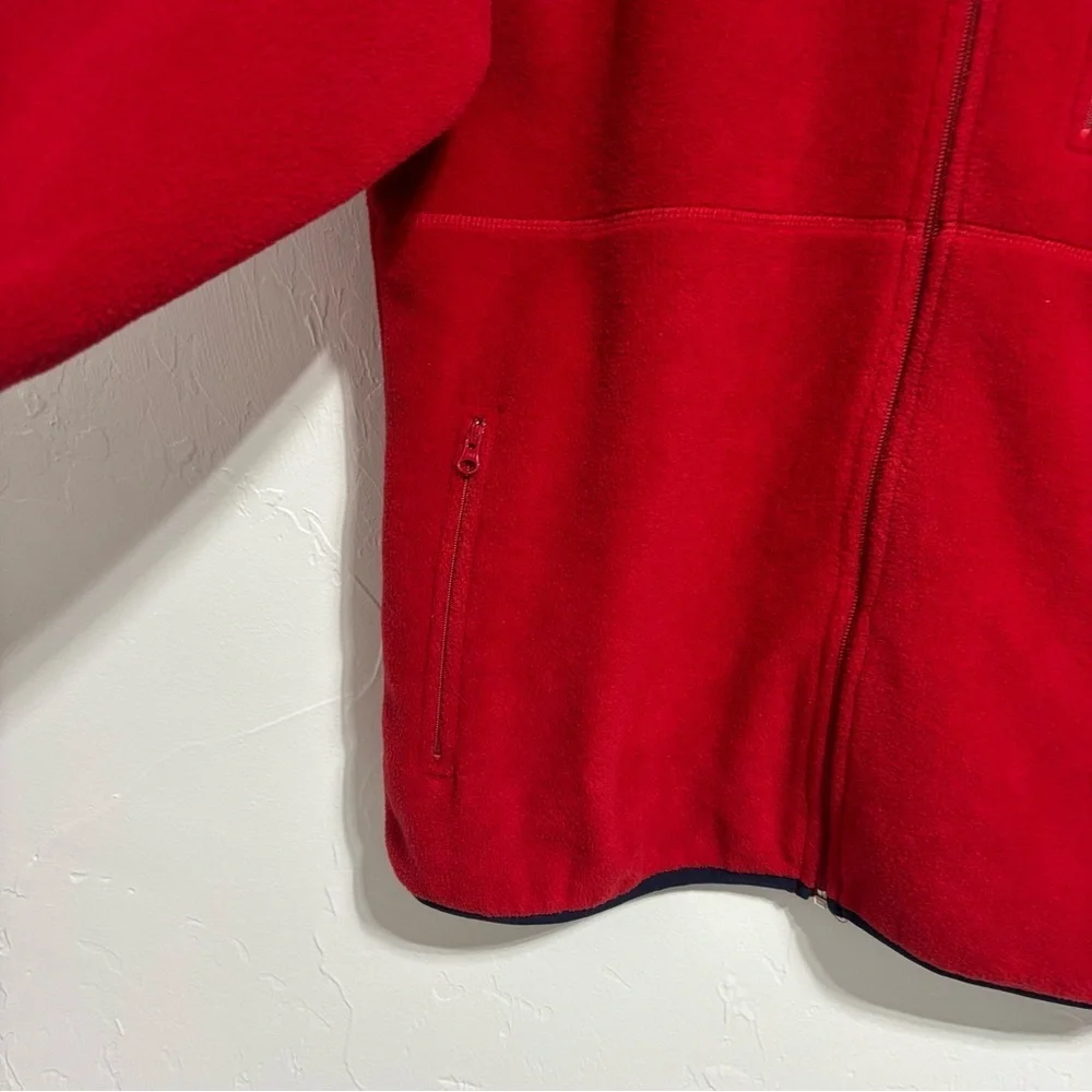 J. Crew Red Fleece Full Zip Jacket Men's Large Pockets Casual Lightweight Basic